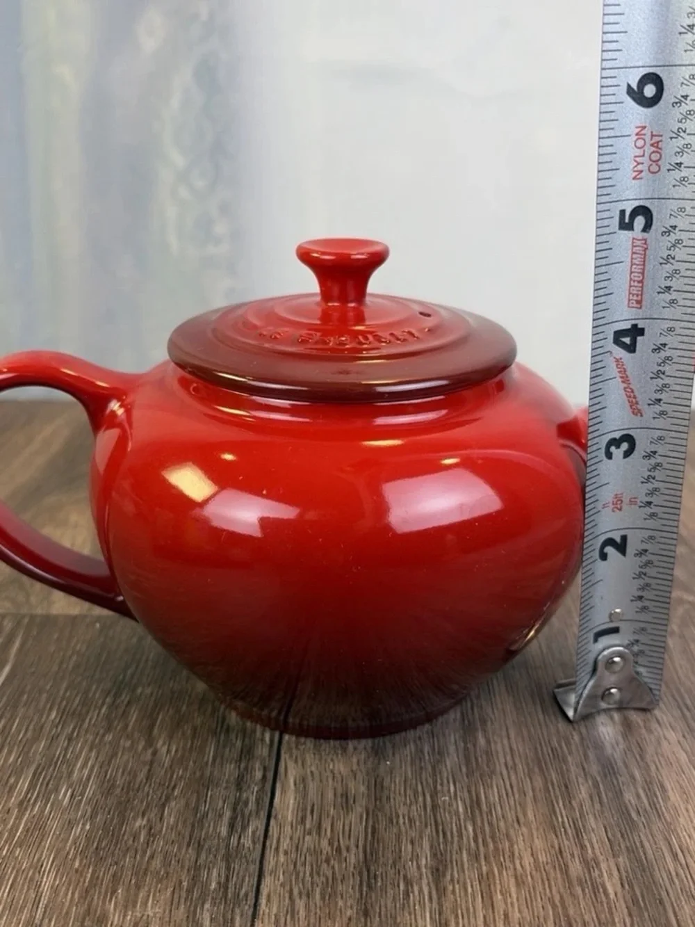 Le Creuset 2 cup Ombre Cerise Red Stoneware Teapot with Lid - NO Infuser Basket